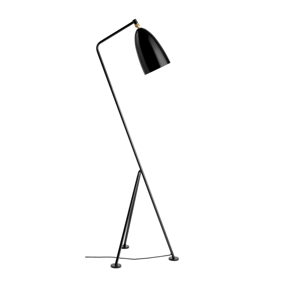 GRÄSHOPPA black glossy reading floor lamp tripod