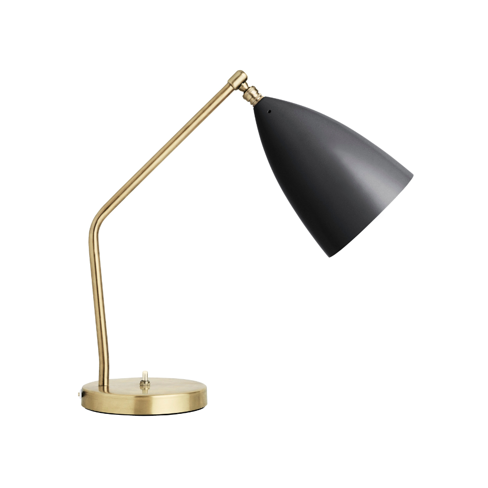 GRÄSHOPPA table lamp black shade with gold base