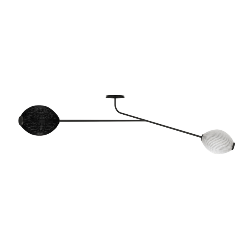 Satellite two-point lamp with arm, white with black