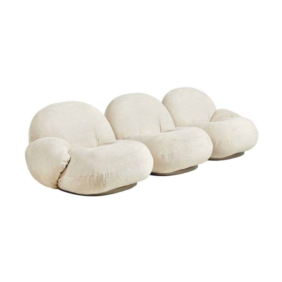 3-seater PACHA sofa upholstered with a gold base