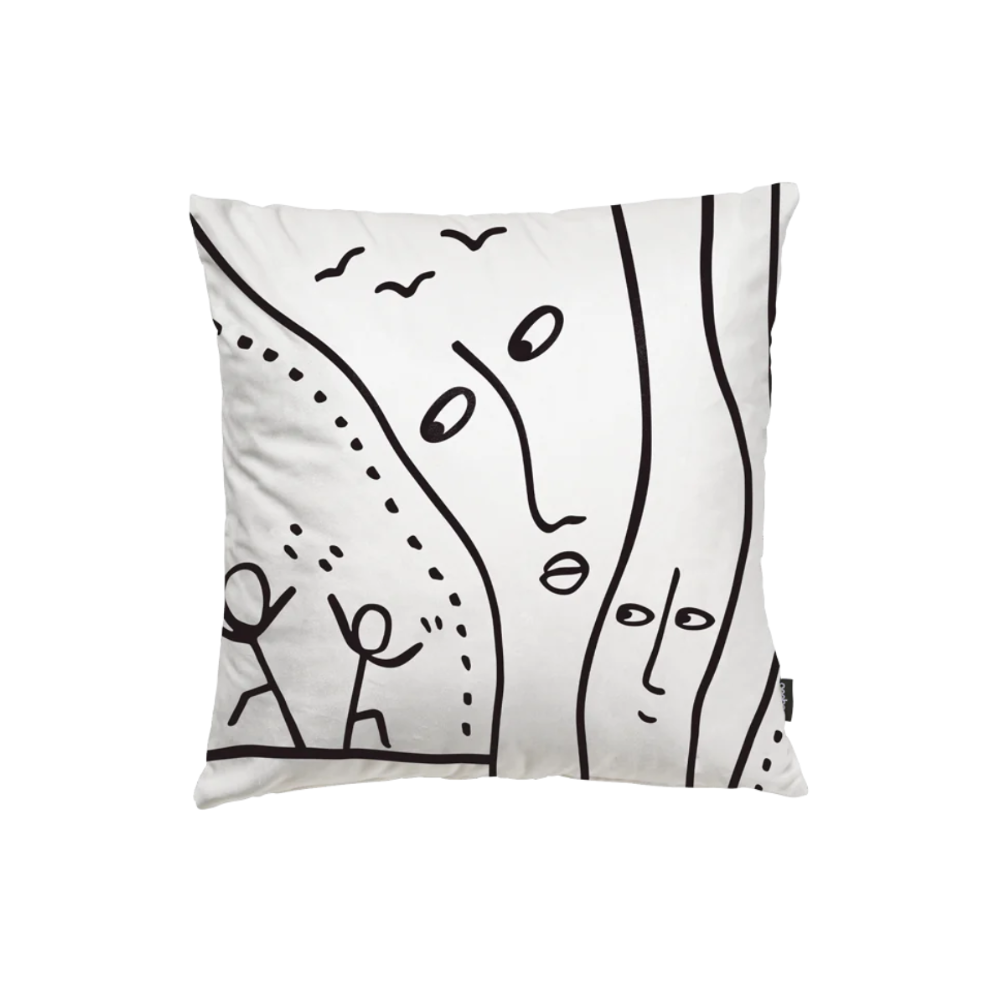 Tweekleurige kussen SILENT SHADOWS zwart-wit