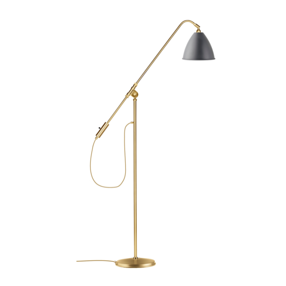Stehlampe BESTLITE BL4 Messing mit grauem Schirm