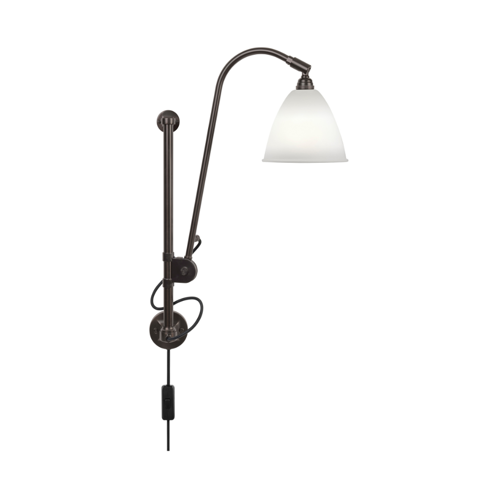 Wandlamp met verstelbare arm BESTLITE BL5 zwart met porseleinen kap
