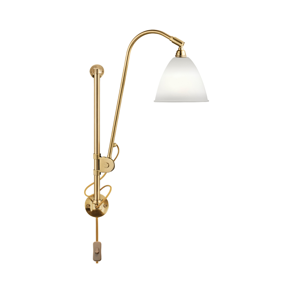 Wandlamp BESTLITE BL5 messing met porseleinen kap