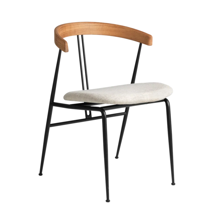 Gestoffeerde stoel VIOLIN van eikenhout, geolied