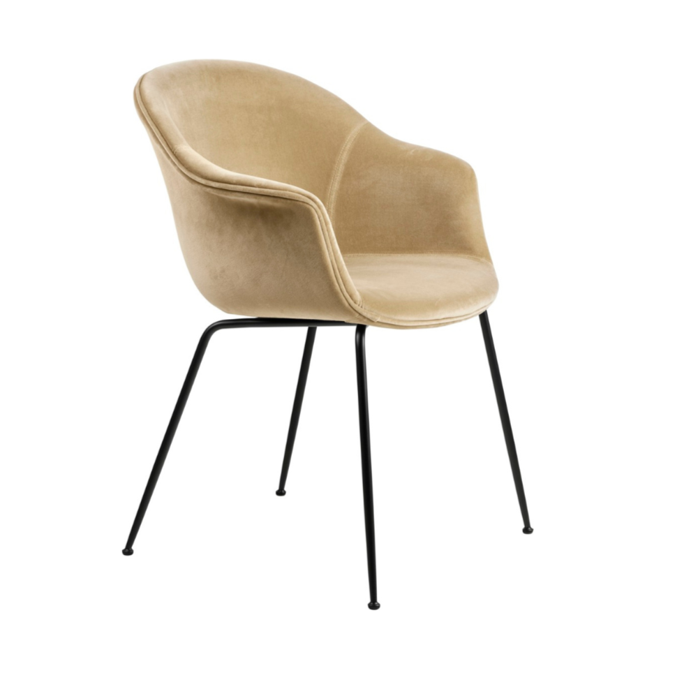Gestoffeerde BAT stoel met zwarte metalen basis