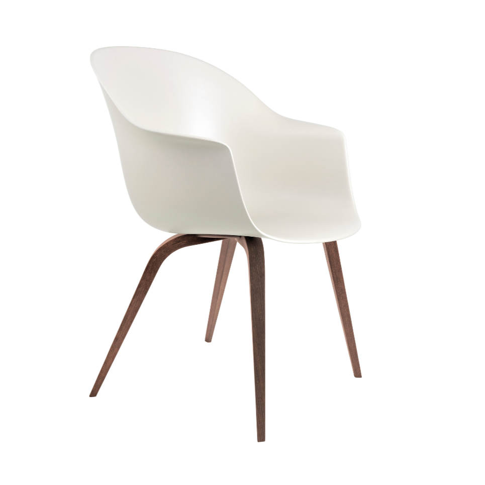 BAT chair white with walnut base