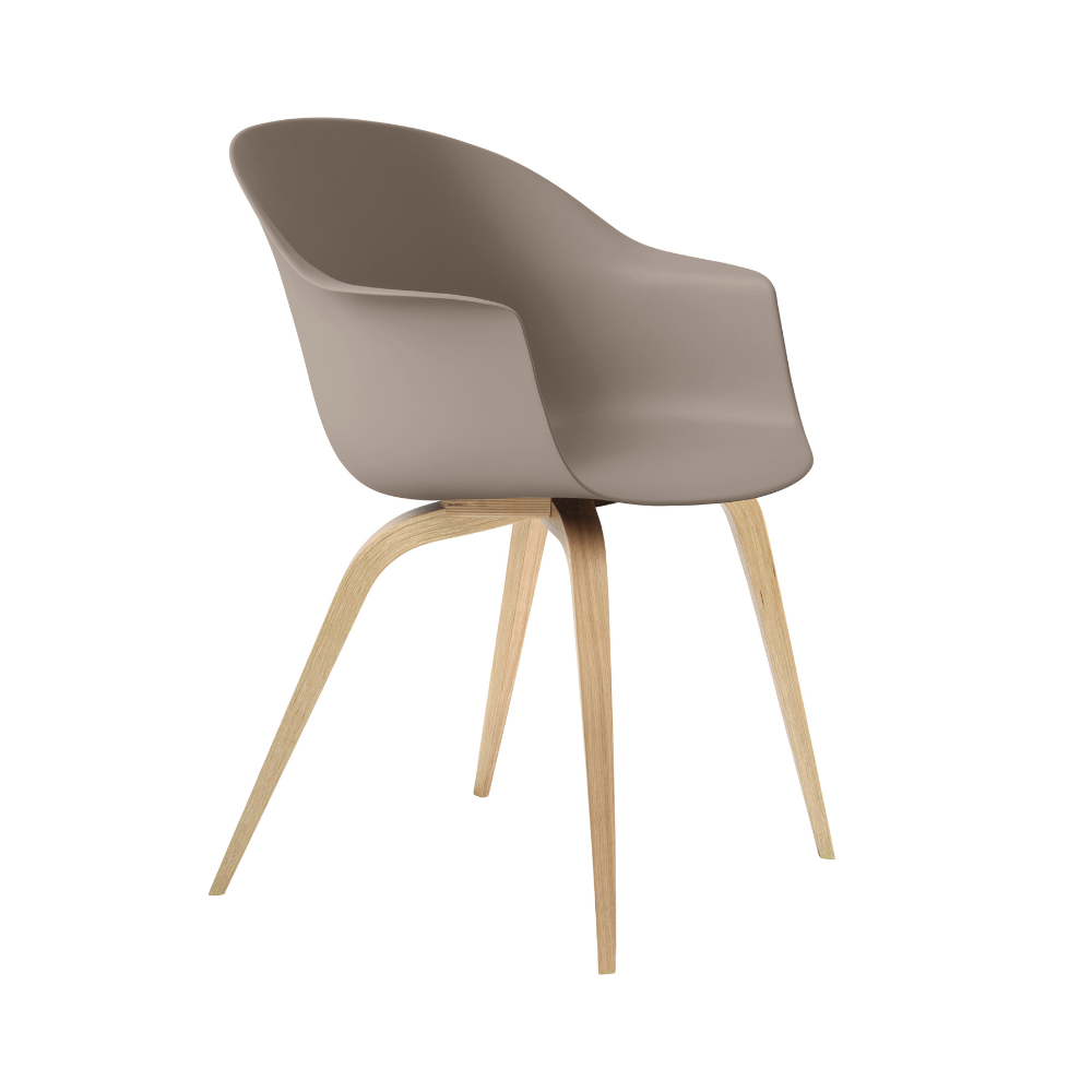 Stuhl BAT beige mit Eichenbasis