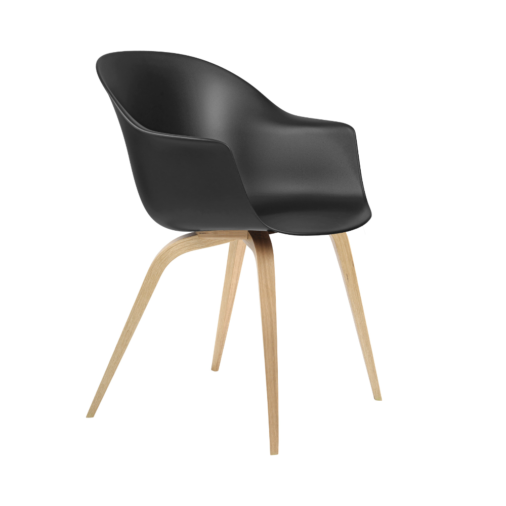 Stuhl BAT schwarz mit Eichenbasis