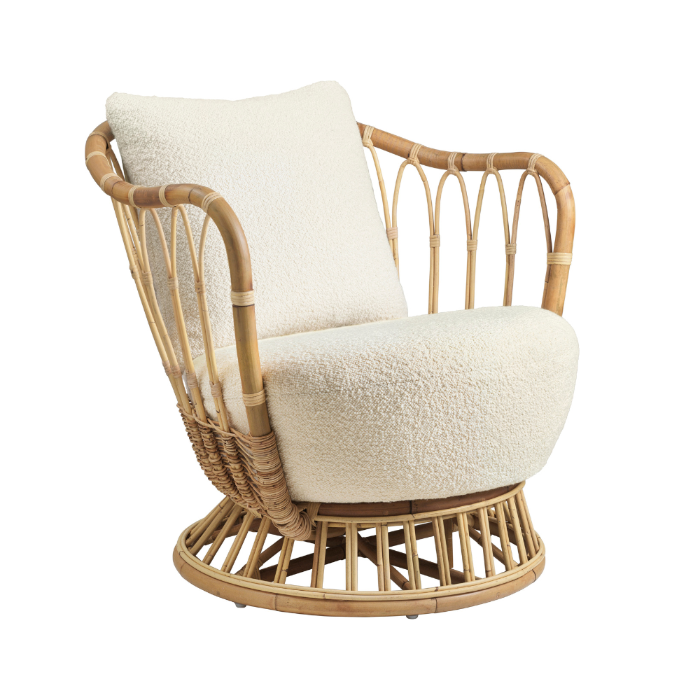 Sessel GRACE gepolstert mit Rattanbasis