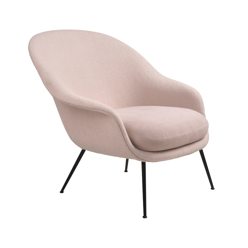 Upholstered BAT armchair with black base