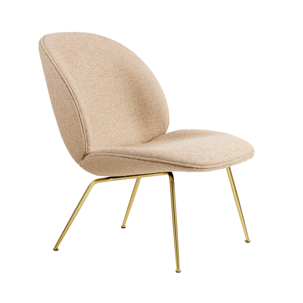BEETLE armchair upholstered with a gold base