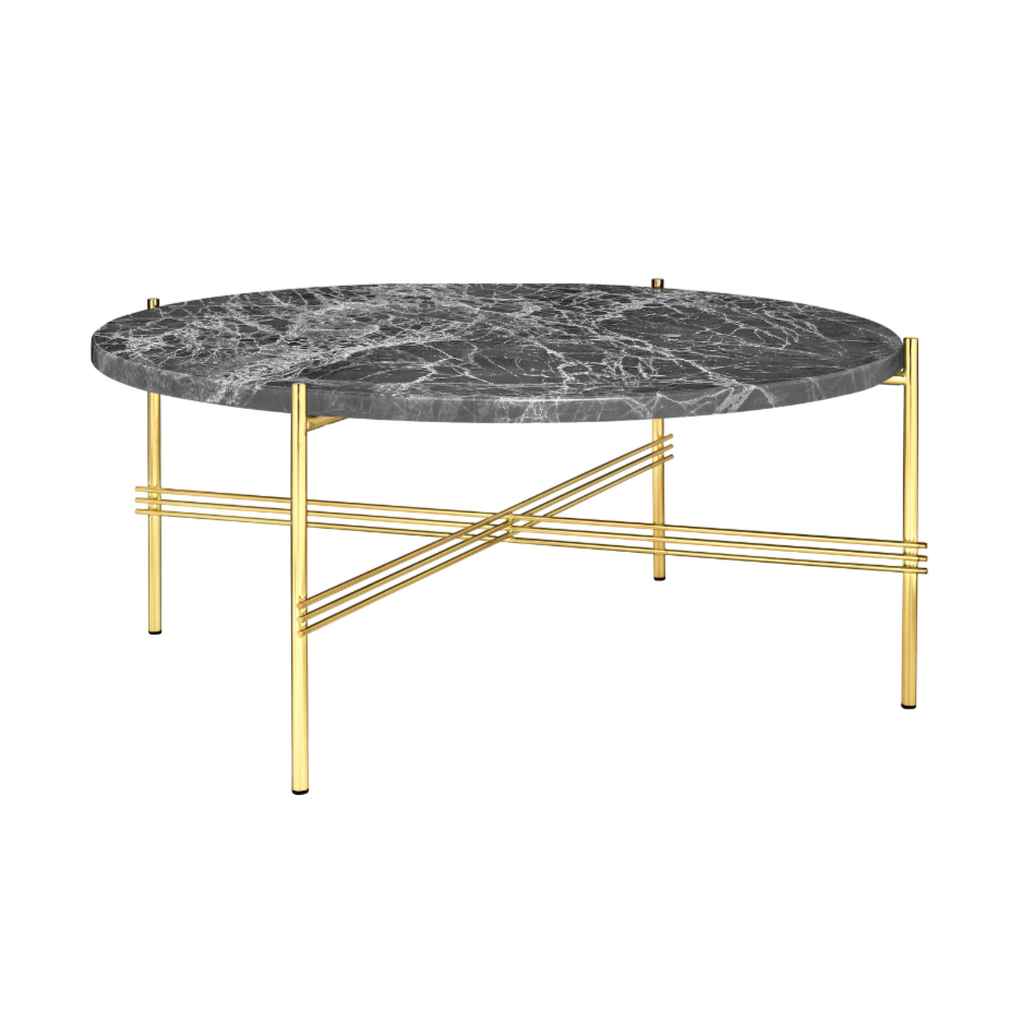 Ronde salontafel TS grijs marmer met gouden voet