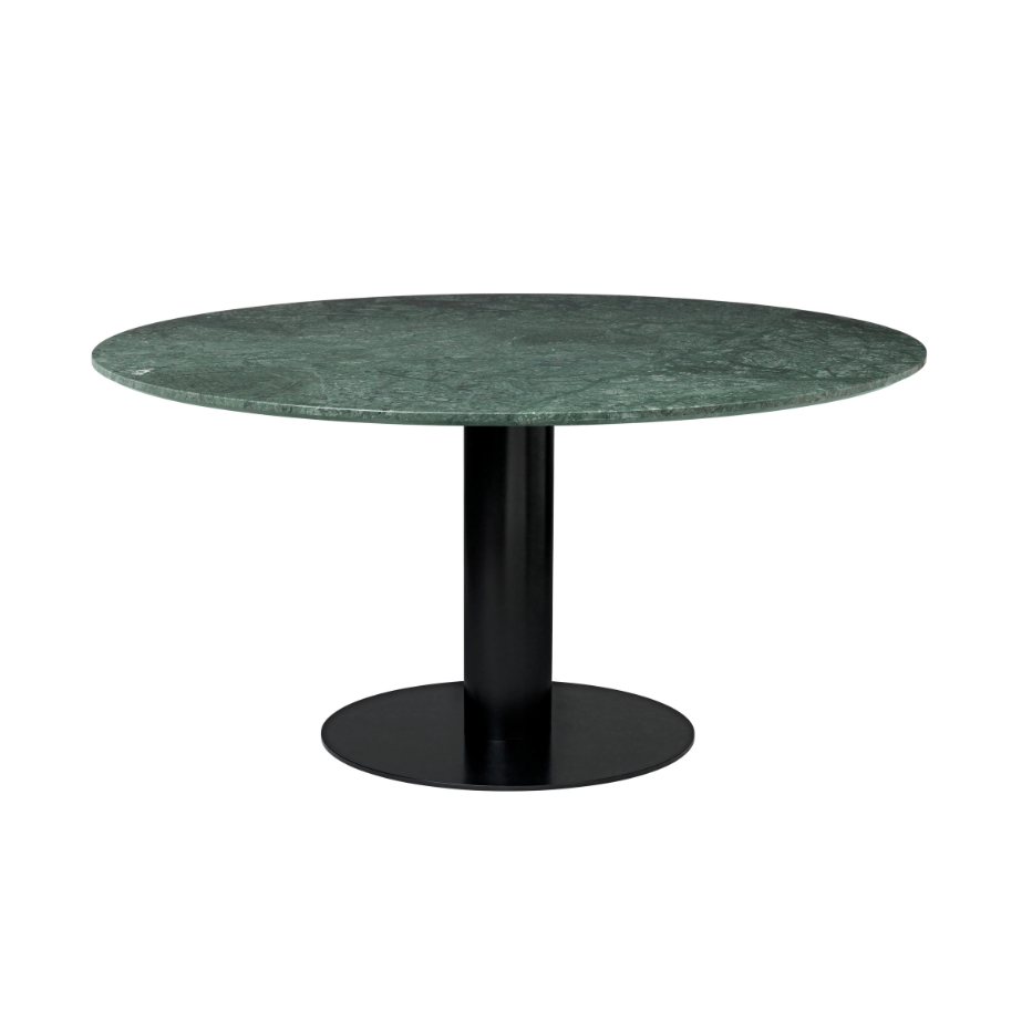 Round table 2.0 green marble with black base