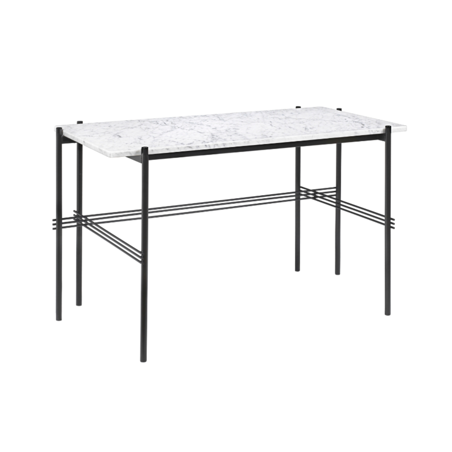 TS desk white marble with black base