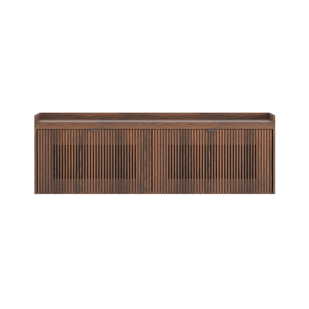 MEDA Wall-Mounted TV Cabinet Dark Oak Wood