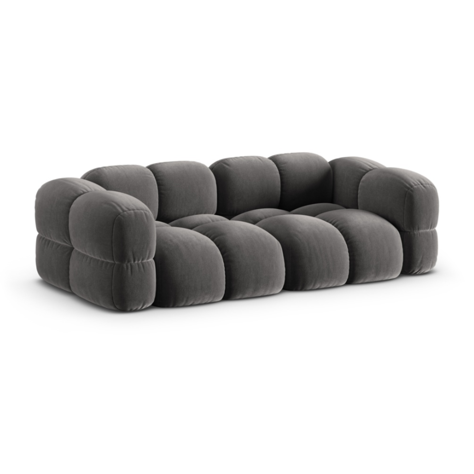 Sofa voor 4 personen van fluweel LORETTO grijs
