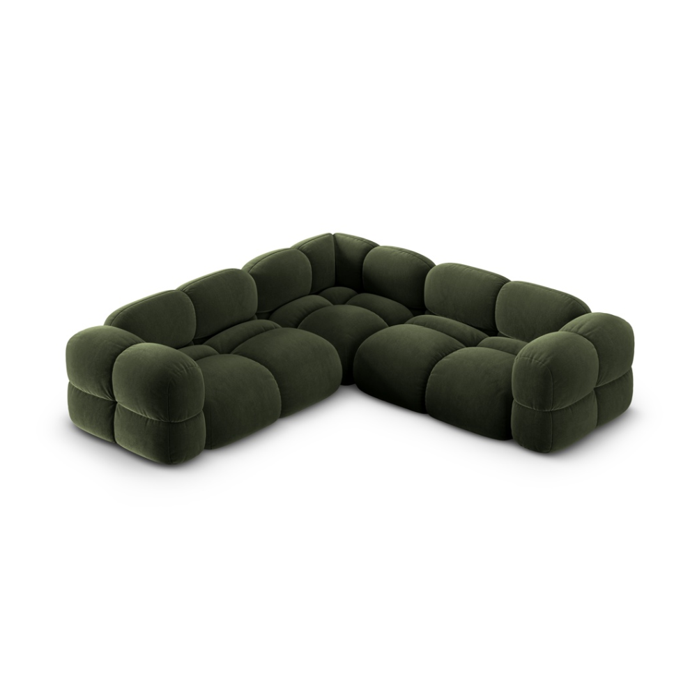 Symmetrische fluwelen hoekbank LORETTO groen