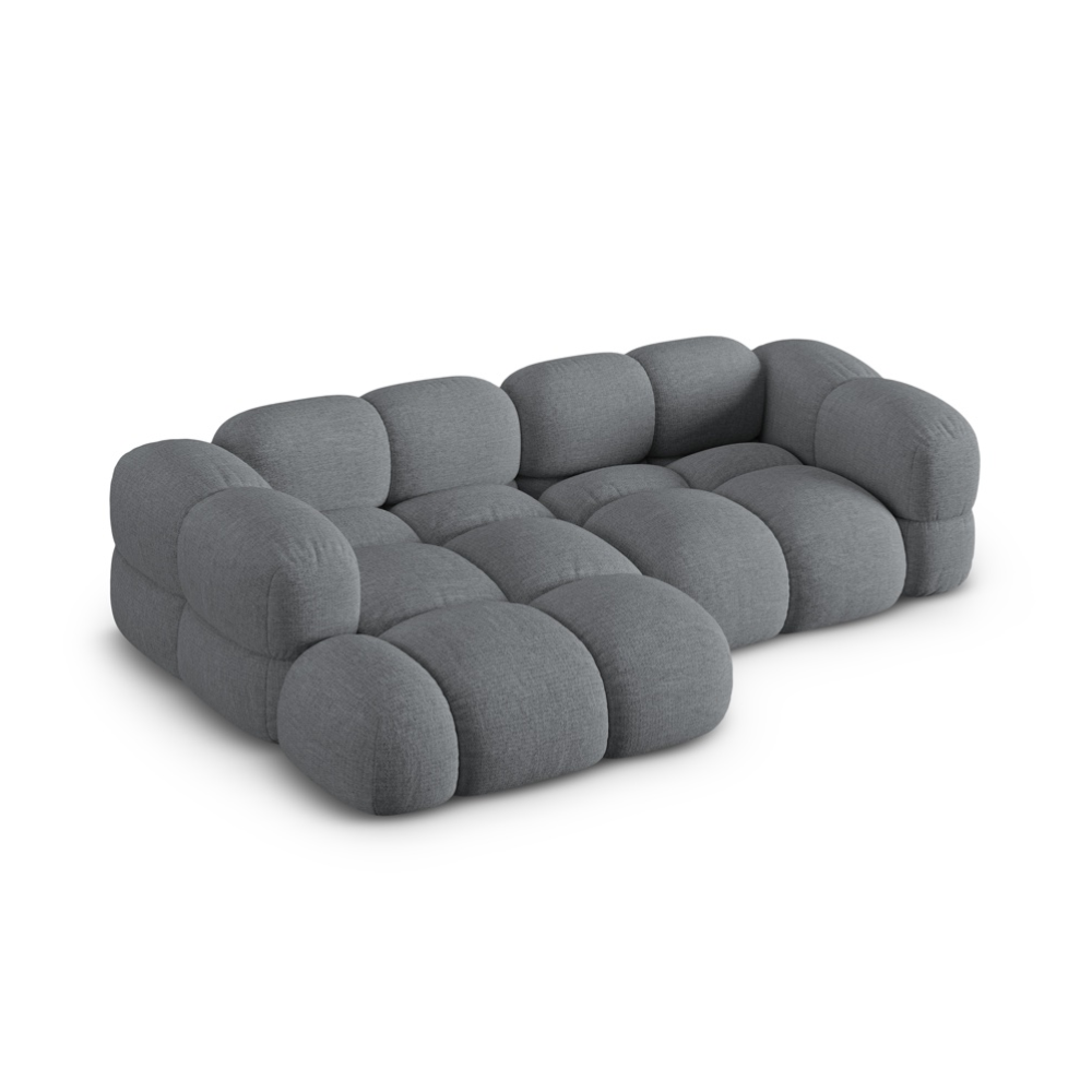3-sitziger linker Ecksofa LORETTO grau-blau
