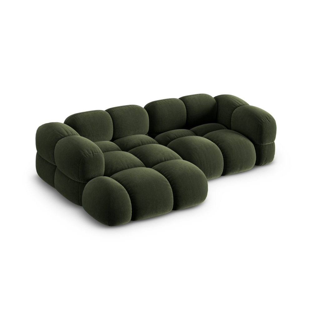 Groene 3-zits fluwelen hoekbank LORETTO links