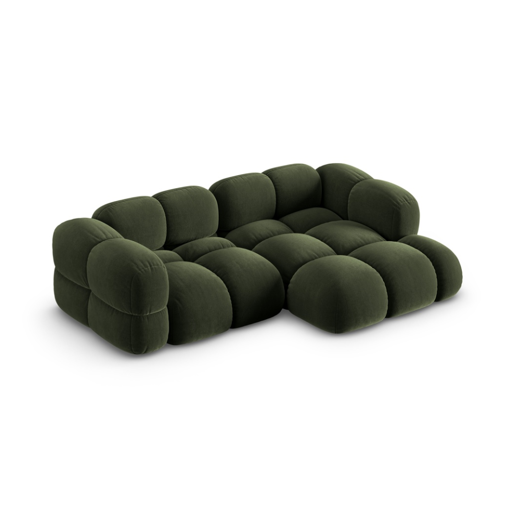 Groene 3-zits fluwelen hoekbank rechts LORETTO