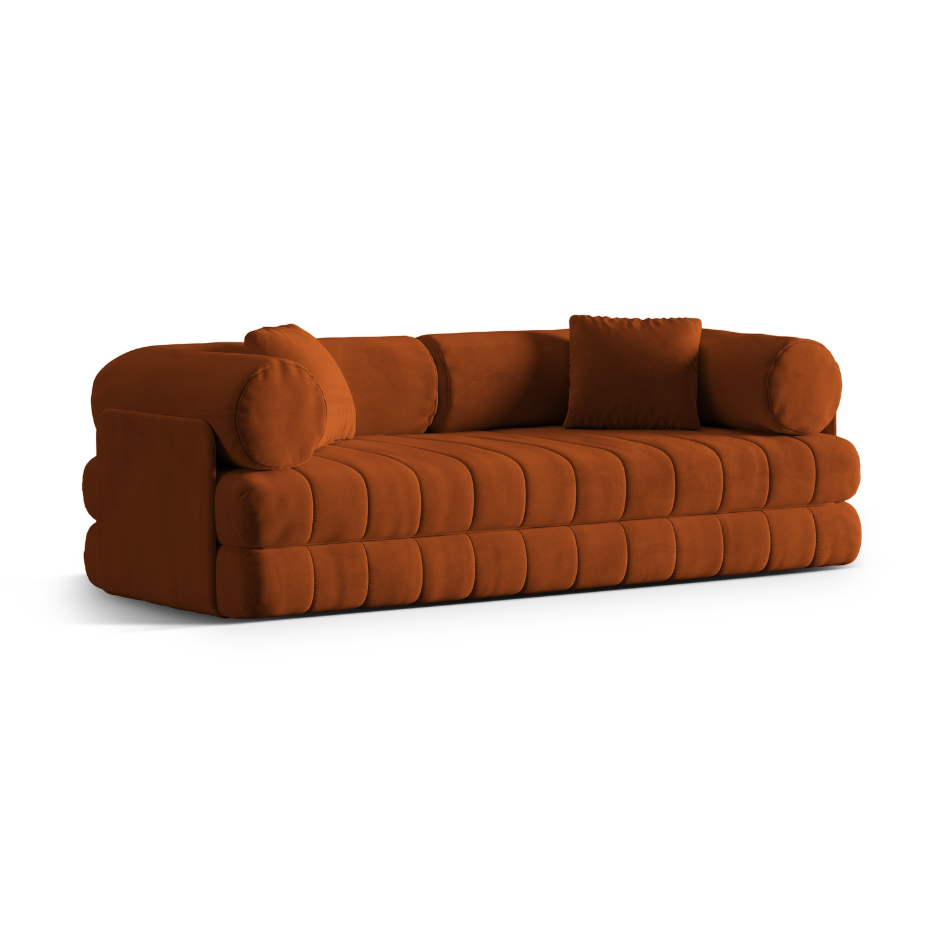 Velvet 3-Seater Sofa with Sleeping Function KEMI Terracotta