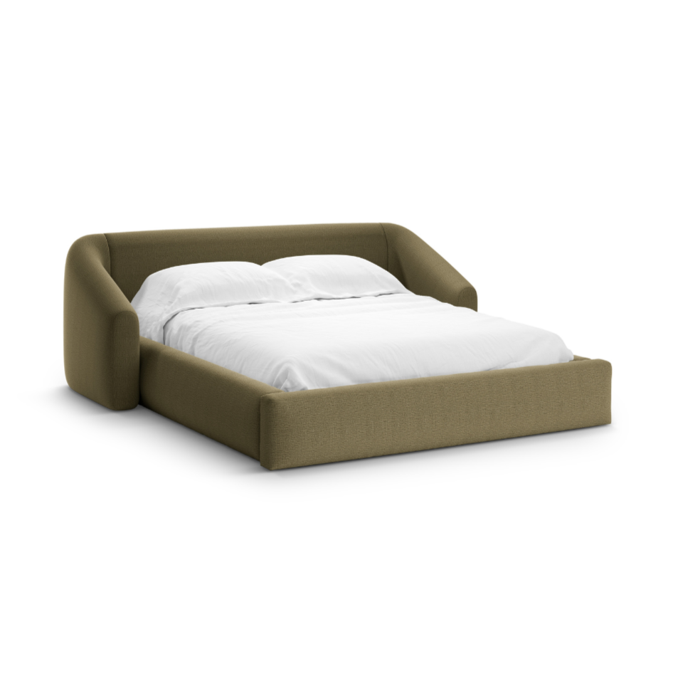 Bed CAMPI groene chenille