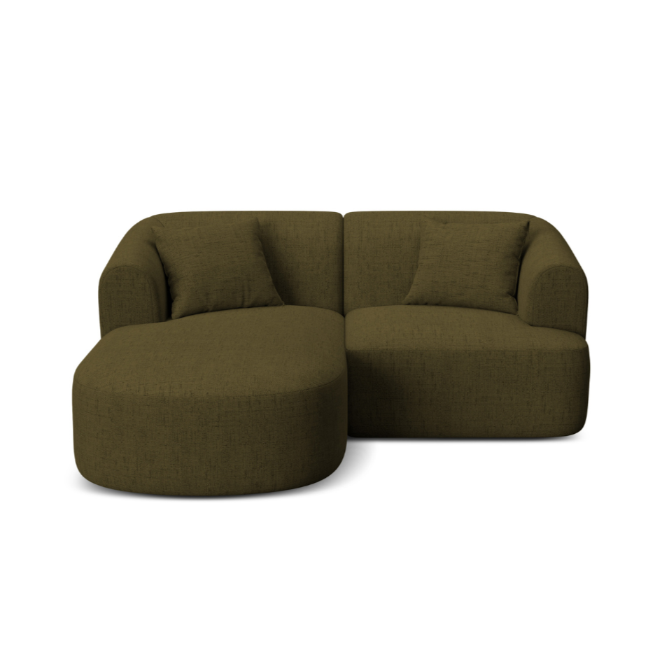 Left-facing 3-seater sofa CAMPI green chenille