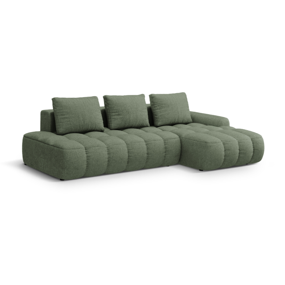 Right-sided corner sofa bed for 3 people LINZ olive
