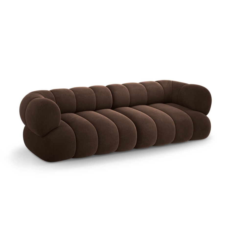 Sofa van fluweel voor 4 personen KOGE chocolade