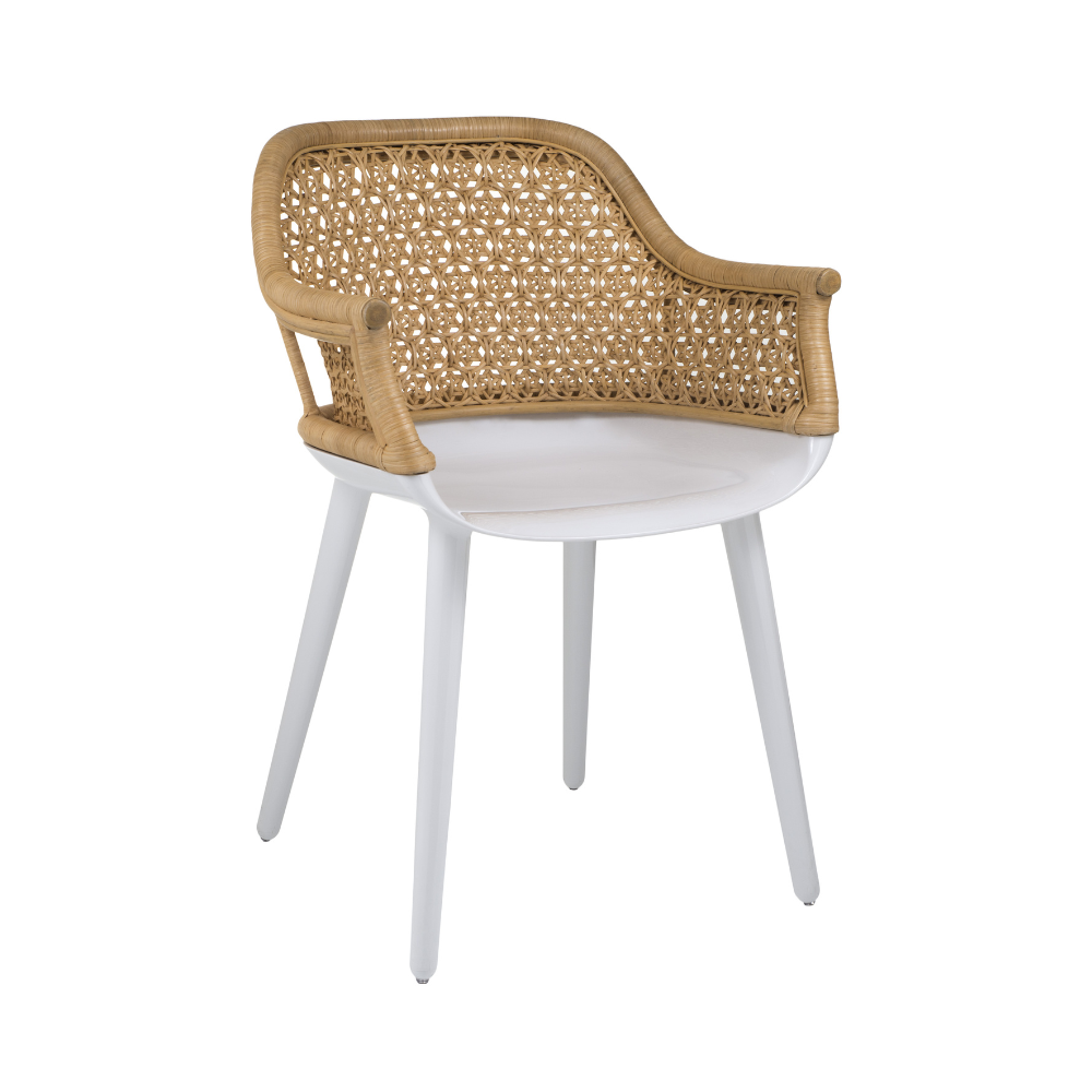 CYBORG ELEGANT Stuhl, weißes Gestell, Korbrückenlehne