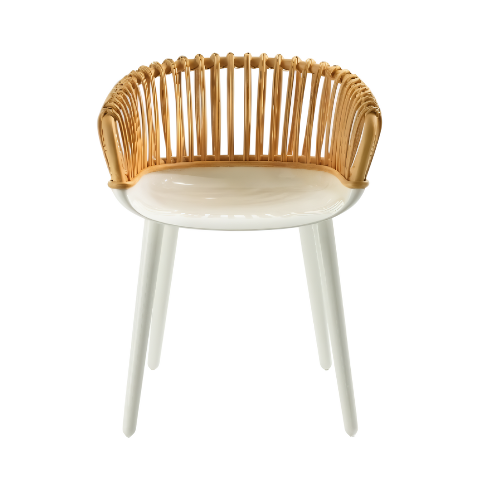 Stuhl CYBORG CLUB weiß mit geflochtenem Rückenlehne