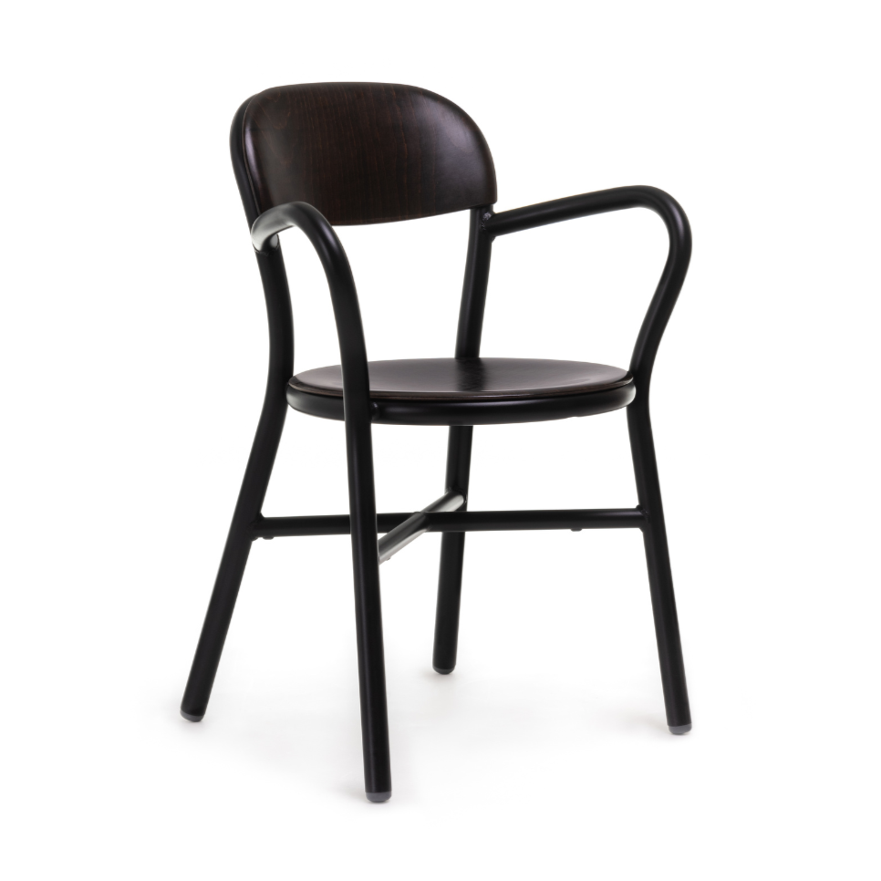 Stoel met armleuningen PIPE donker beukenhout