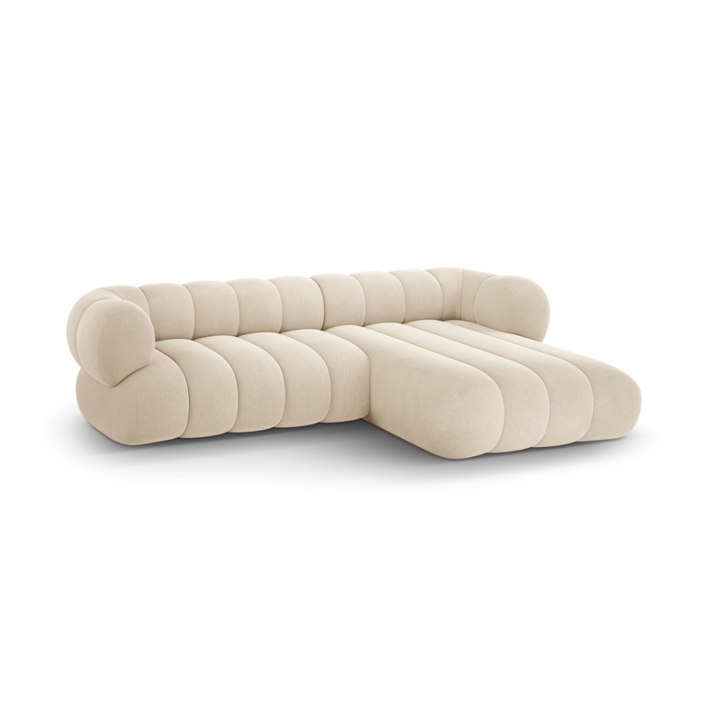 Samt-Ecksofa für 5 Personen rechts KOGE beige
