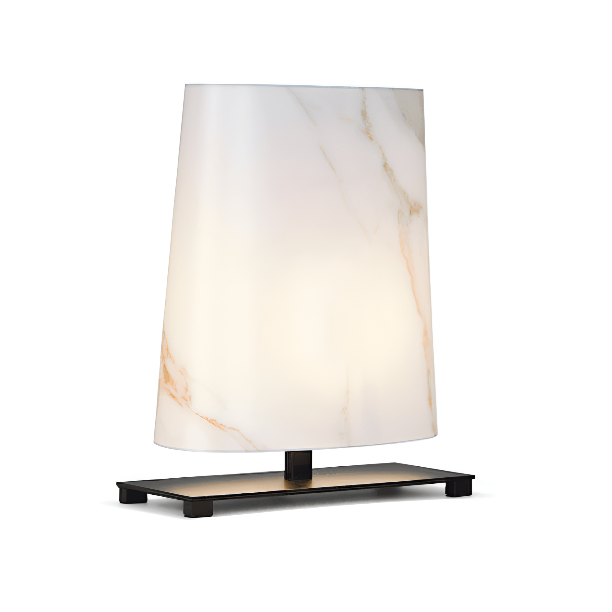 OVALE table lamp with a marble effect shade and a black base