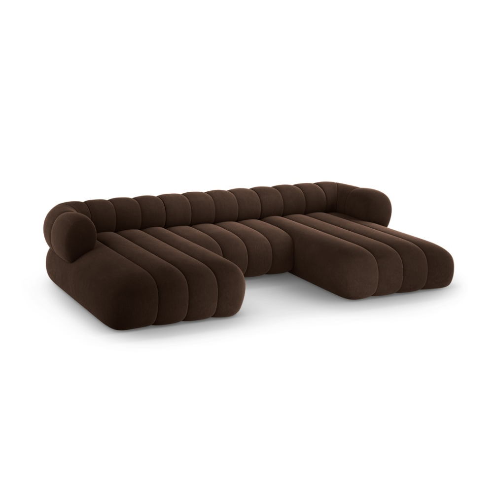KOGE chocolate velvet panoramic sofa for 6 people