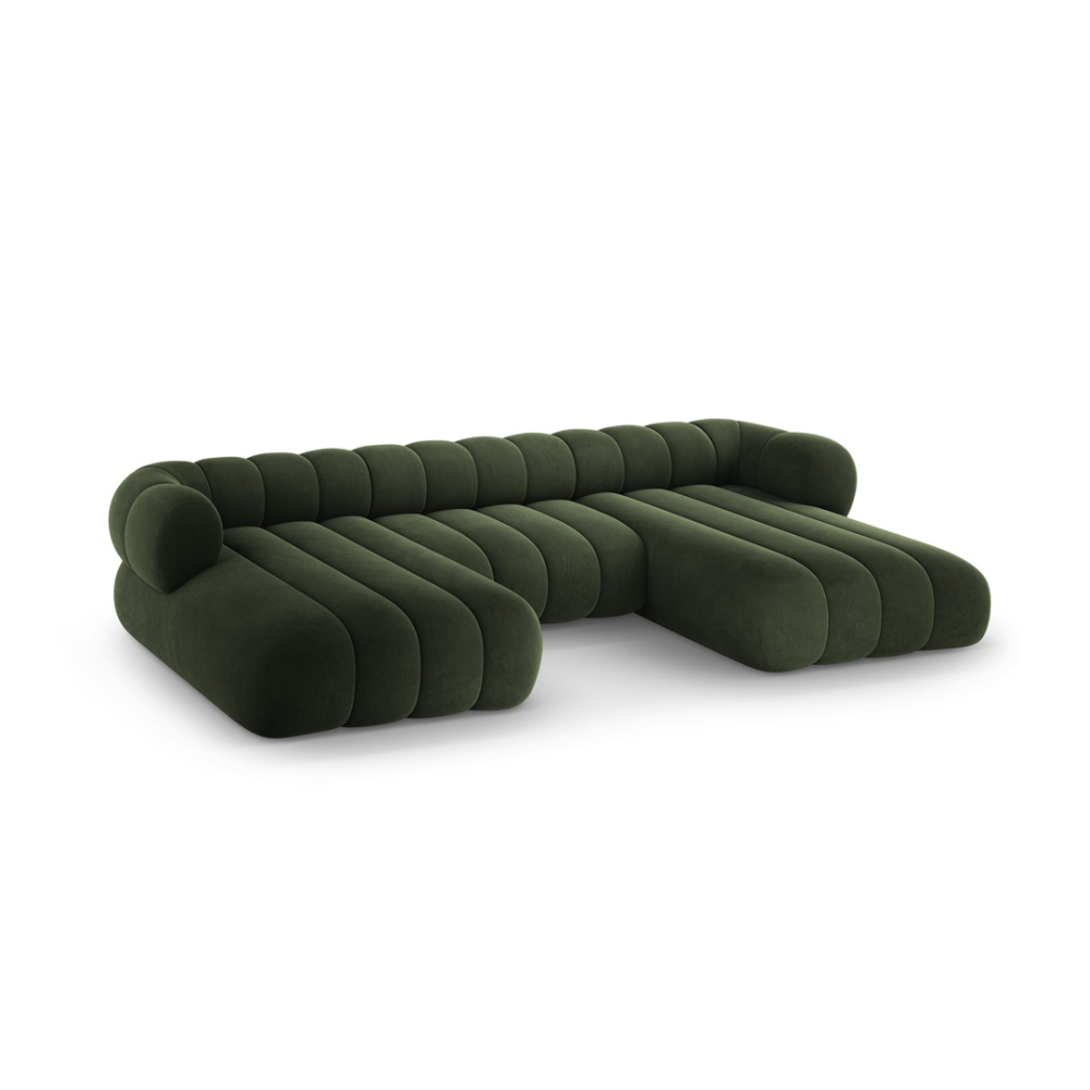 KOGE green velvet panoramic sofa for 6 people