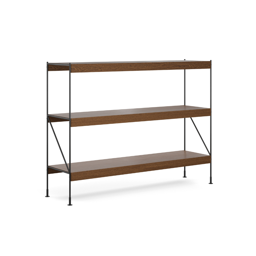 ZET Bücherregal aus dunklem Eichenholz mit schwarzem Rahmen