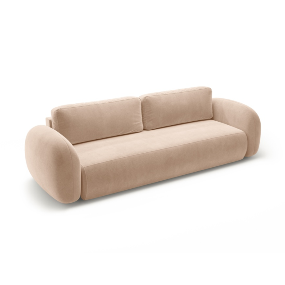 Sofa van fluweel met slaapfunctie voor 3 personen TONALE beige