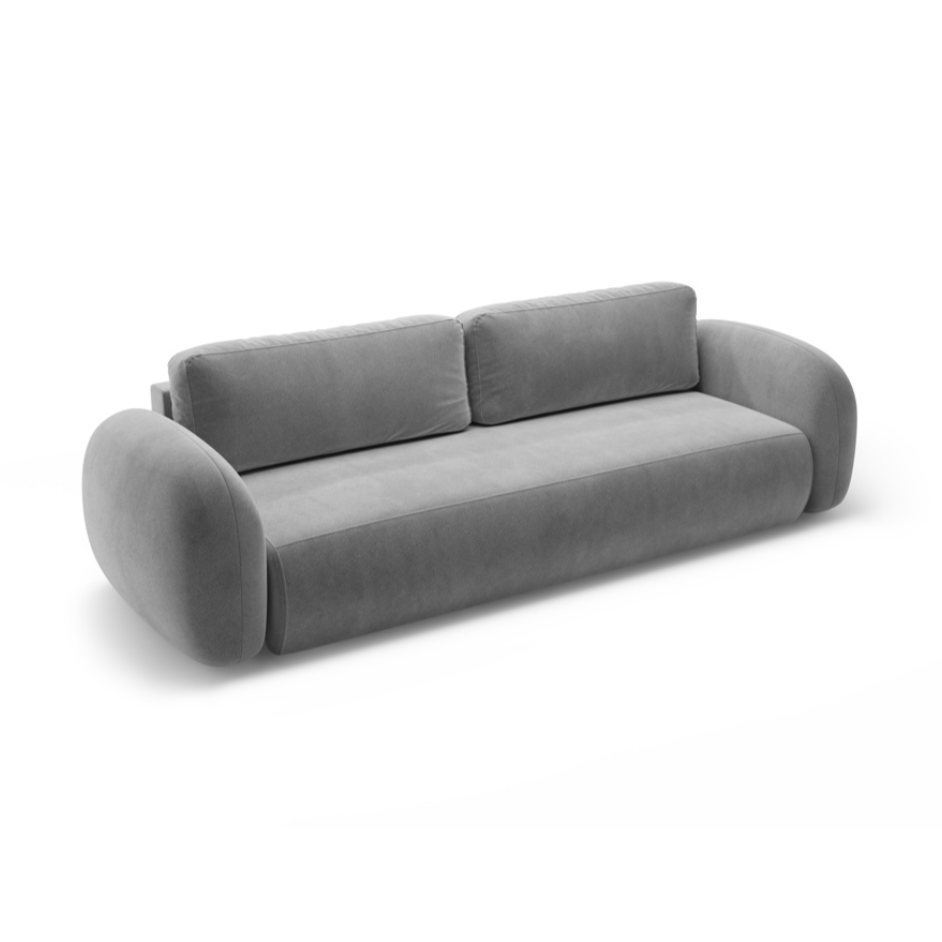 Velvet sofa with sleeping function for 3 people TONALE dark gray