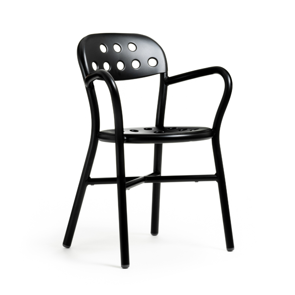 Buitenstoel met armleuningen PIPE zwart