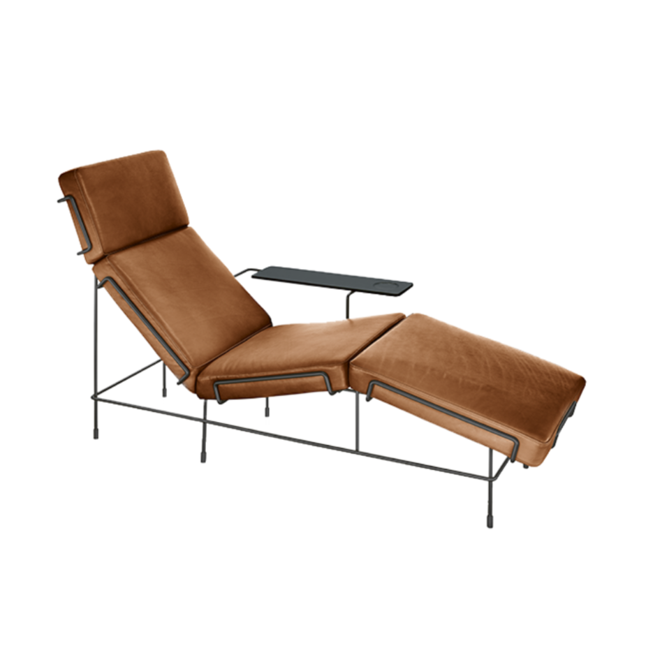 TRAFFIC upholstered daybed with a black steel base