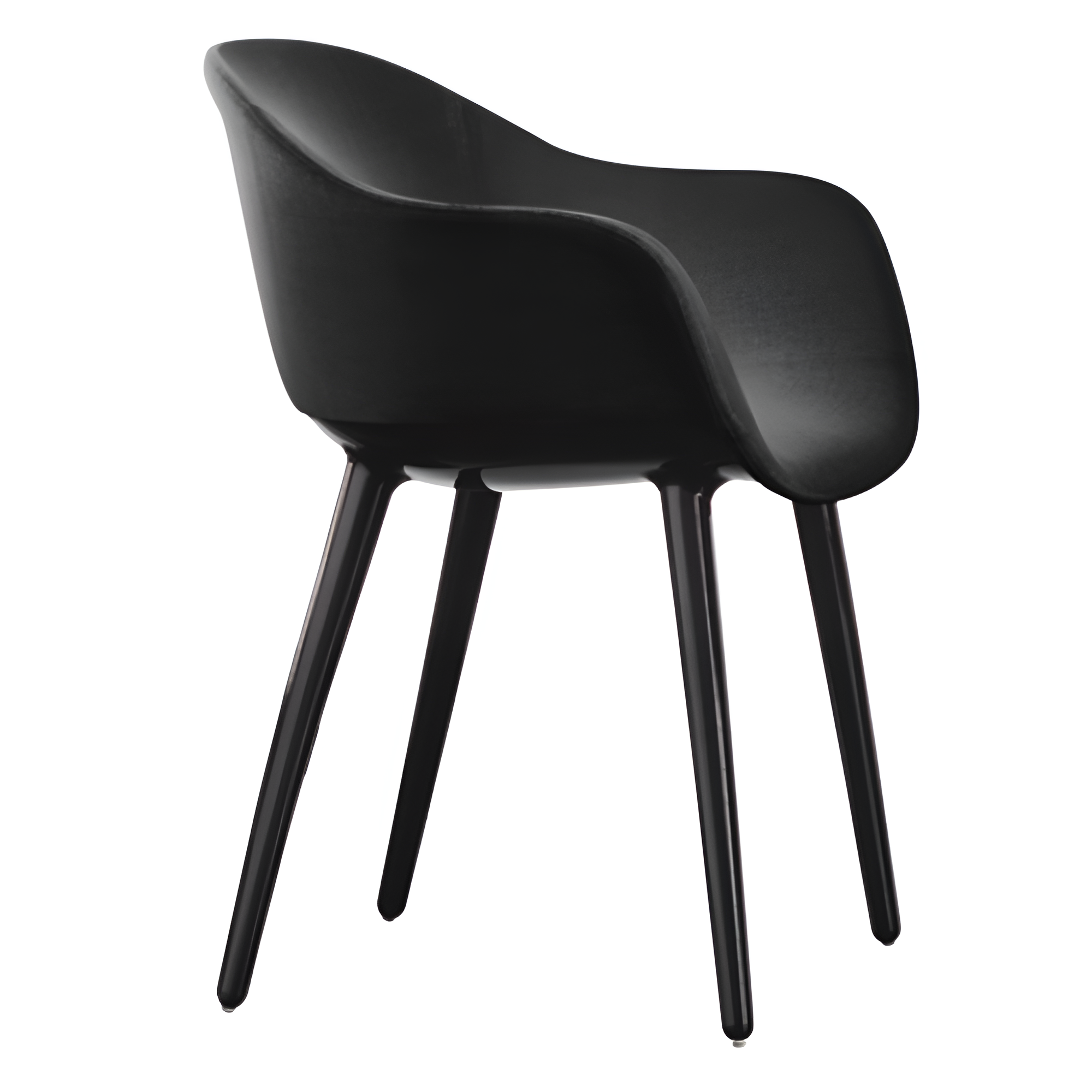 CYBORG LADY Stuhl schwarzes Leder mit schwarzem Fuß