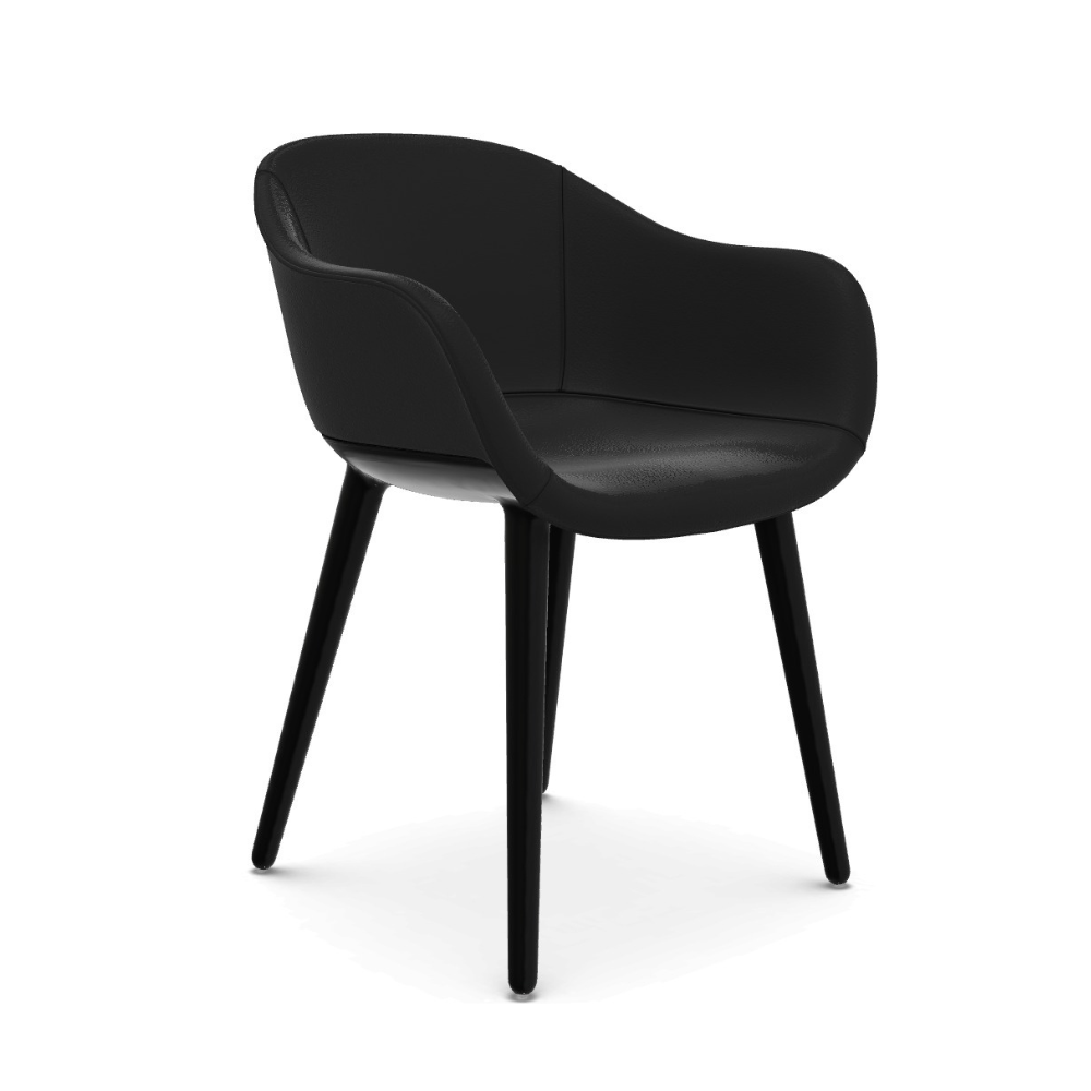 CYBORG LADY Stuhl schwarzes Leder mit schwarzem Fuß