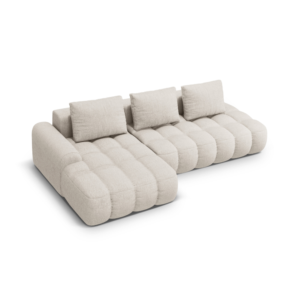 Left-sided corner sofa bed for 3 people LINZ cream