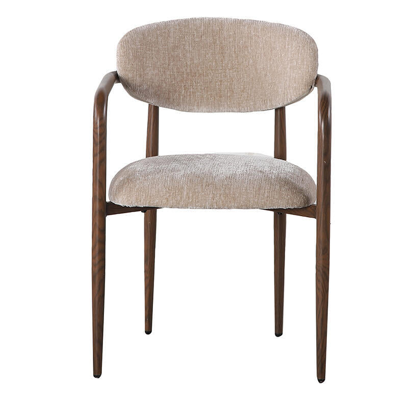 Sessel mit Armlehnen SAKE beige mit dunklem Holzgestell