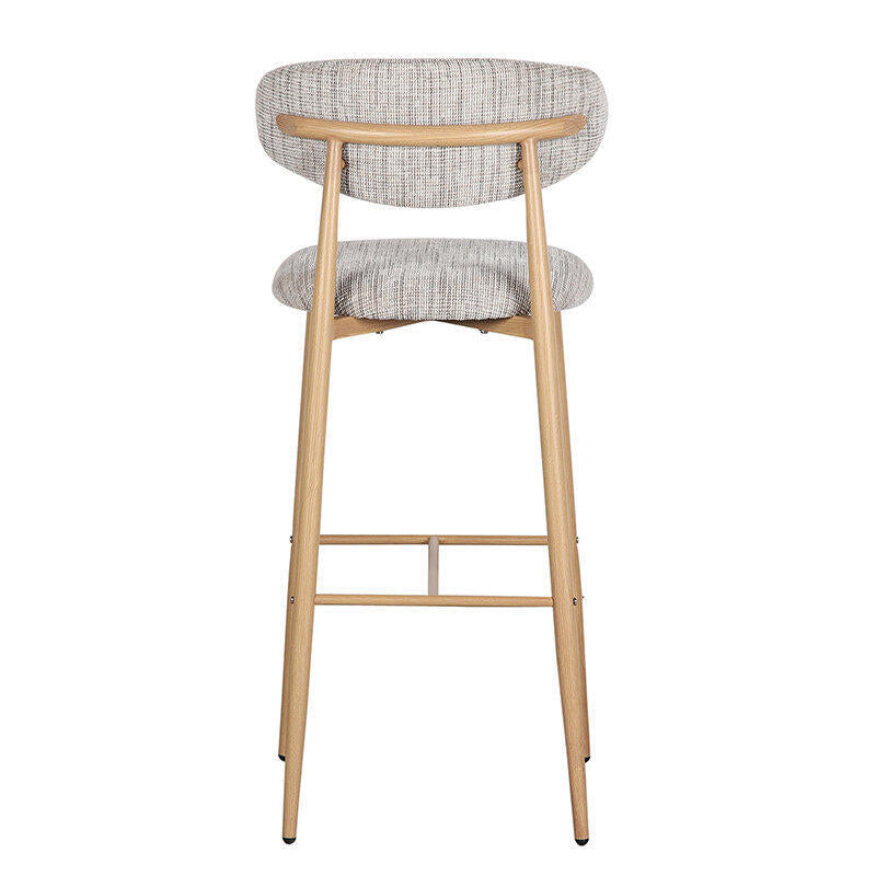 Hocker JAPANDI grijsbeige met houten basis