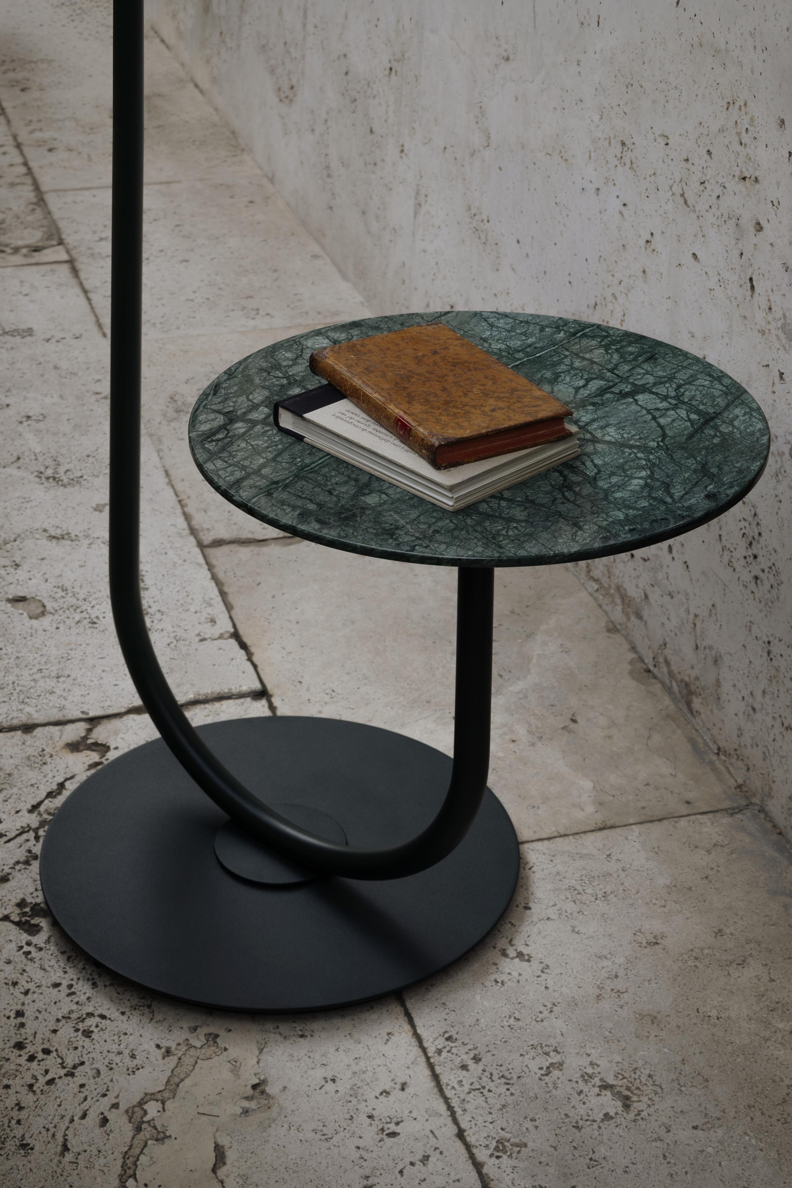 Buitenstaande lamp en tafel CALYPSO MARTINIQUE geel met groene marmer