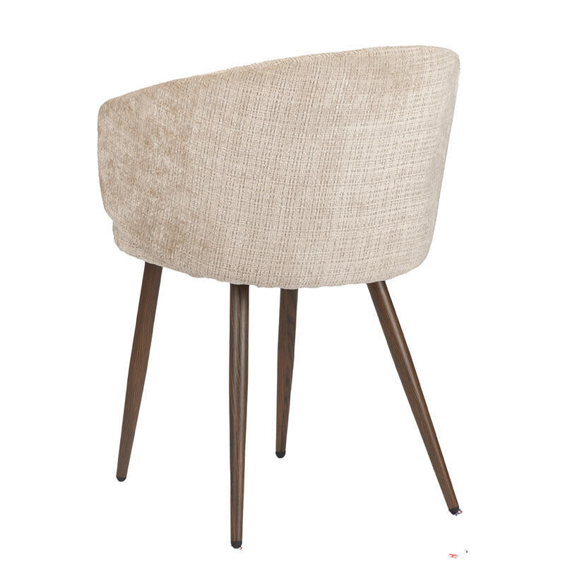 Stuhl LUNA creme-beige mit dunklem Holzgestell