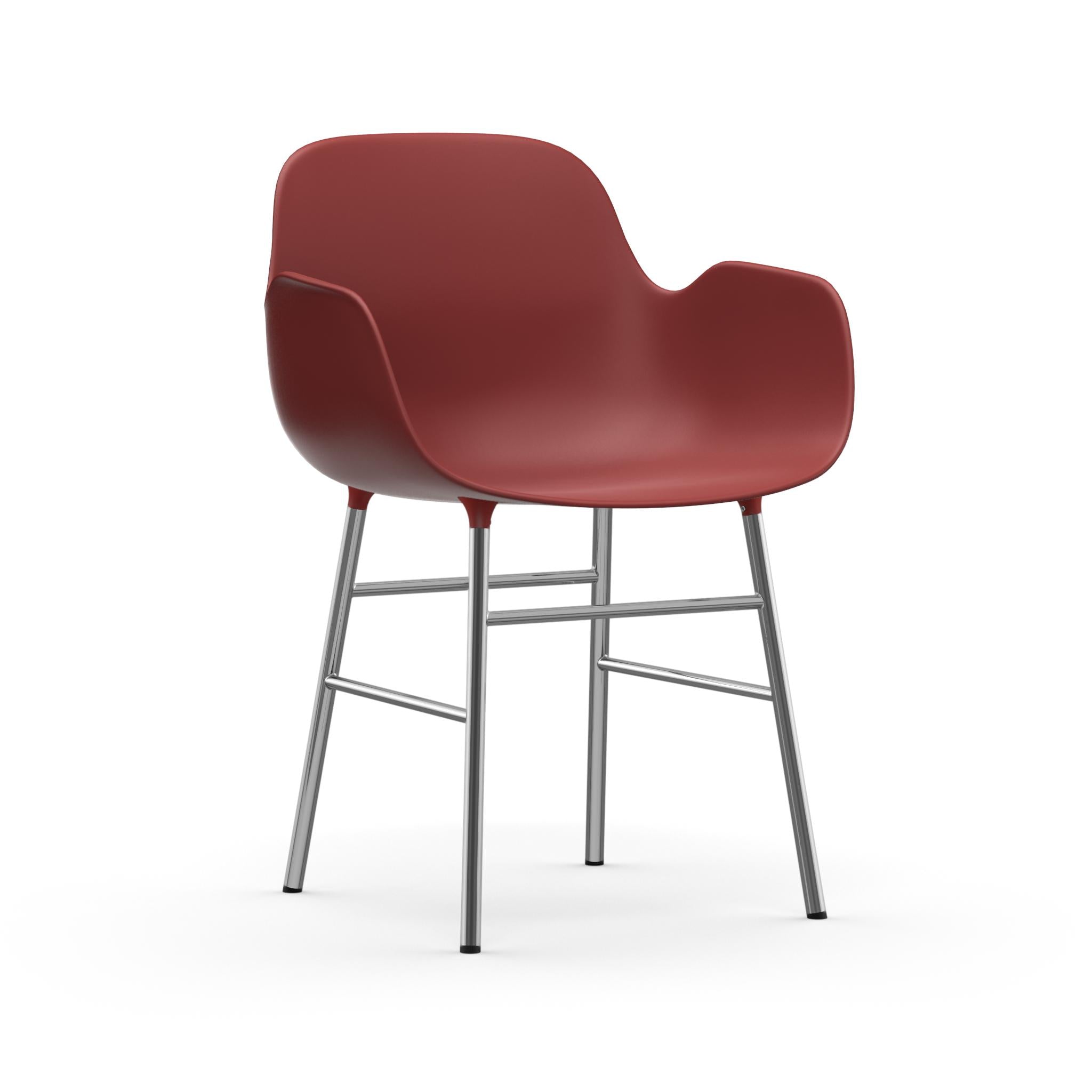 Krzesło z podłokietnikami FORM bordowy z chromowaną podstawą – Normann Copenhagen
